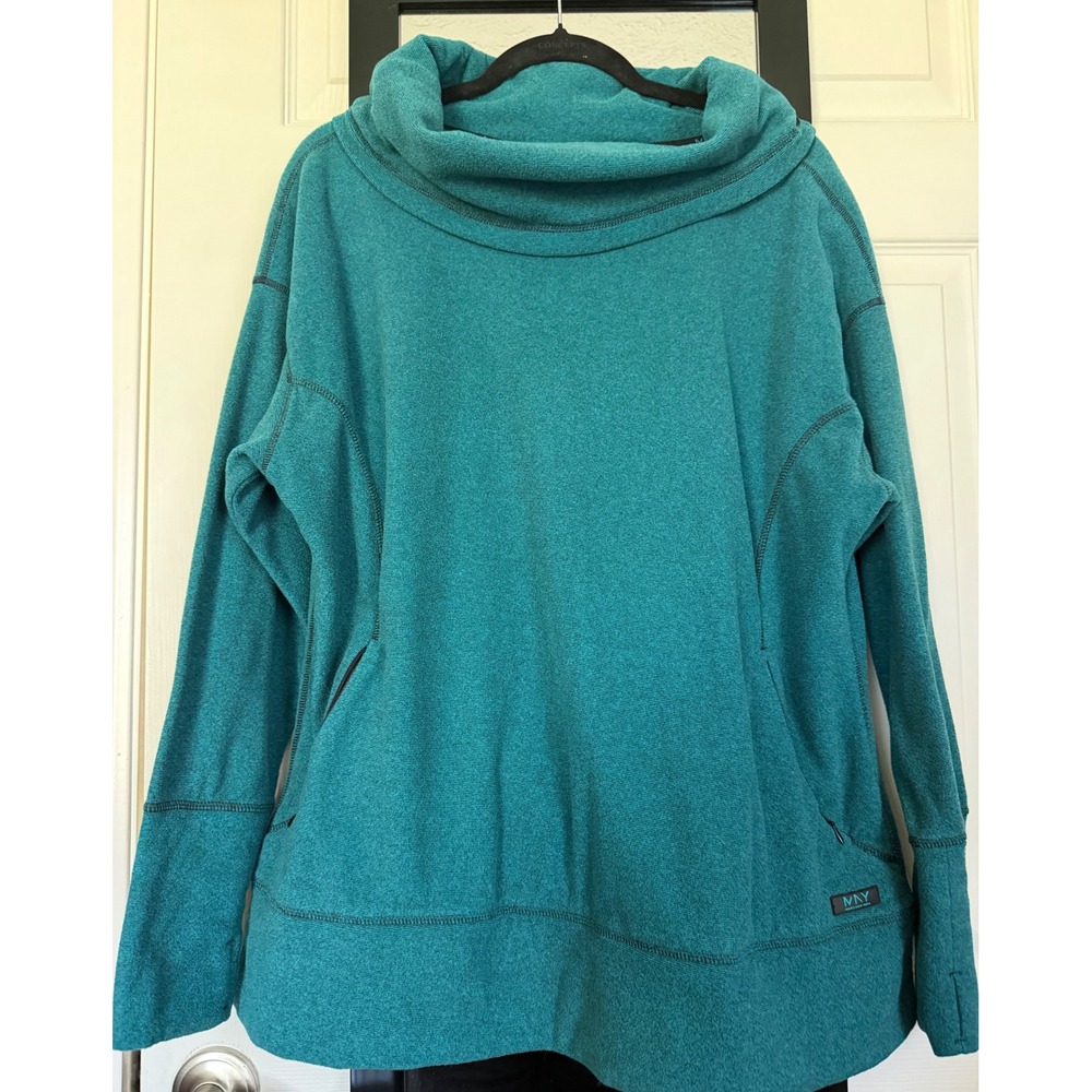 Marc New York Performance Womens Teal Cowl Neck Fleece Pullover MX4T5471 1X